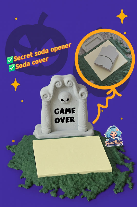 Tomb on Grass: Sticky Note Holder Soda Guardian